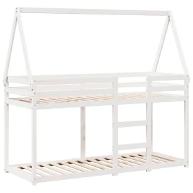 Bunk bed with solid white pine wood roof 90x190 cm by , Beds and slatted bases - Ref: Foro24-3282088, Price: 225,46 €, Discou...