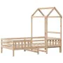 Bed frame with solid pine wood roof structure 90x190 cm by , Beds and slatted bases - Ref: Foro24-3282165, Price: 199,65 €, D...