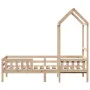 Bed frame with solid pine wood roof structure 90x190 cm by , Beds and slatted bases - Ref: Foro24-3282165, Price: 199,65 €, D...