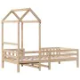 Bed frame with solid pine wood roof structure 90x190 cm by , Beds and slatted bases - Ref: Foro24-3282165, Price: 199,65 €, D...