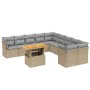 Set von 11-teiligen Gartensofas mit beigen Kissen aus synthetischem Rattan von , Gartensets - Ref: Foro24-3271045, Preis: 786...