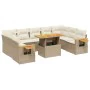 Garden sofa set with beige cushions, 10 pieces, synthetic rattan by , Garden sets - Ref: Foro24-3273662, Price: 859,10 €, Dis...