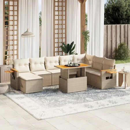 Gartensofagarnitur mit beigen Kissen, 8-teilig, aus PE-Rattan. von , Gartensets - Ref: Foro24-3273634, Preis: 704,47 €, Rabat...