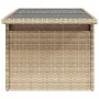 Garden table with beige PE rattan surface and glass top, measuring 100x55x73 cm. by , Garden tables - Ref: Foro24-366059, Pri...