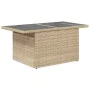 Garden table with beige PE rattan surface and glass top, measuring 100x55x73 cm. by , Garden tables - Ref: Foro24-366059, Pri...