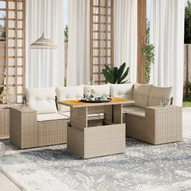 Garden sofa set with 6-piece synthetic rattan beige cushions by , Garden sets - Ref: Foro24-3272626, Price: 584,09 €, Discoun...