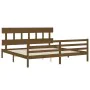 Honey brown solid wood bed frame with headboard by vidaXL, Beds and slatted bases - Ref: Foro24-3195174, Price: 172,73 €, Dis...