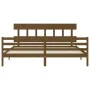 Honey brown solid wood bed frame with headboard by vidaXL, Beds and slatted bases - Ref: Foro24-3195174, Price: 172,73 €, Dis...