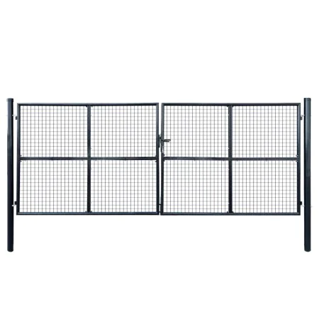 Galvanized steel garden mesh gate 400x150 cm gray by , garden gates - Ref: Foro24-143377, Price: 502,96 €, Discount: %