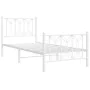 Metal bed frame with white headboard and footboard 75x190 cm by , Beds and slatted bases - Ref: Foro24-376185, Price: 80,66 €...