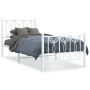 Metal bed frame with white headboard and footboard 90x190 cm by , Beds and slatted bases - Ref: Foro24-376187, Price: 86,08 €...