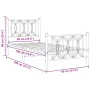 Metal bed frame with white headboard and footboard 90x190 cm by , Beds and slatted bases - Ref: Foro24-376187, Price: 86,08 €...