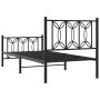 Bed frame with black metal headboard and footboard 90x200 cm by , Beds and slatted bases - Ref: Foro24-376139, Price: 103,16 ...