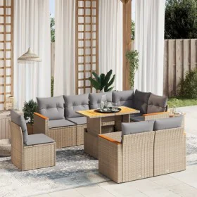 Gartensofagarnitur 9-teilig mit Kissen aus synthetischem Rattan in Beige. von , Gartensets - Ref: Foro24-3273173, Preis: 685,...