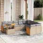 Gartensofa-Set mit 10-teiligen beigen Kissen aus synthetischem Rattan. von , Gartensets - Ref: Foro24-3274125, Preis: 719,45 ...