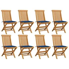 Garden chairs 8 pcs teak wood with royal blue cushions by , Garden chairs - Ref: Foro24-3072927, Price: 541,14 €, Discount: %