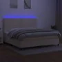 Boxspring-Bett, Matratze und LED-Lichter in cremefarbenem Stoff, 200x200 cm. von , Betten und Lattenroste - Ref: Foro24-31348...