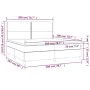 Boxspring-Bett, Matratze und LED-Lichter in cremefarbenem Stoff, 200x200 cm. von , Betten und Lattenroste - Ref: Foro24-31348...