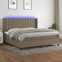 Box spring bed with mattress and LED lights, gray taupe fabric, 200x200 cm. by , Beds and slatted bases - Ref: Foro24-3138665...