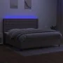 Box spring bed with mattress and LED lights, gray taupe fabric, 200x200 cm. by , Beds and slatted bases - Ref: Foro24-3138665...