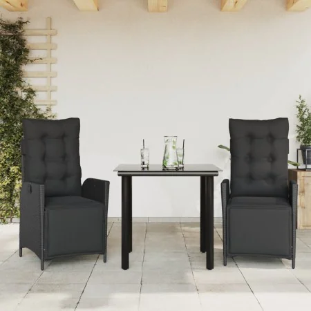 3-piece garden dining set with black synthetic rattan cushions by , Garden sets - Ref: Foro24-3213399, Price: 333,52 €, Disco...