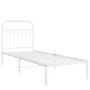 Metal bed frame with white headboard 75x190 cm by , Beds and slatted bases - Ref: Foro24-376639, Price: 73,30 €, Discount: %