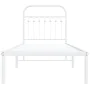 Metal bed frame with white headboard 75x190 cm by , Beds and slatted bases - Ref: Foro24-376639, Price: 73,30 €, Discount: %