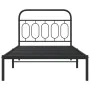 Bed frame with black metal headboard 100x190 cm by , Beds and slatted bases - Ref: Foro24-377111, Price: 77,72 €, Discount: %