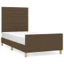 Bed frame with dark brown fabric headboard 90x200 cm by , Beds and slatted bases - Ref: Foro24-3125109, Price: 140,51 €, Disc...