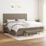 Box spring bed with gray taupe fabric mattress 200x200 cm by , Beds and slatted bases - Ref: Foro24-3137505, Price: 758,34 €,...