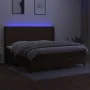 Box spring bed with LED lights, dark brown fabric mattress, 200x200 cm. by , Beds and slatted bases - Ref: Foro24-3138184, Pr...