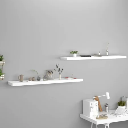 Floating wall shelves 2 pcs MDF white 120x23.5x3.8 cm by vidaXL, Shelves and shelves - Ref: Foro24-323821, Price: 50,06 €, Di...