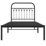 Bed frame with black metal headboard 90x200 cm by , Beds and slatted bases - Ref: Foro24-376593, Price: 77,79 €, Discount: %