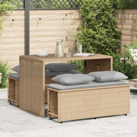 3-teiliges Garten-Esszimmerset mit Kissen synthetisches Rattan beige von , Gartensets - Ref: Foro24-4003905, Preis: 242,41 €,...