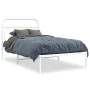 Metal bed frame with white headboard 100x190 cm by , Beds and slatted bases - Ref: Foro24-377160, Price: 77,72 €, Discount: %