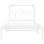 Metal bed frame with white headboard 100x190 cm by , Beds and slatted bases - Ref: Foro24-377160, Price: 77,72 €, Discount: %