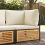 Eck-Gartensofa mit Kissen aus massivem Akazienholz von , Modulare Sofas für den Außenbereich - Ref: Foro24-367645, Preis: 152...