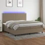 Box spring bed with mattress and LED lights, gray taupe fabric, 200x200 cm. by , Beds and slatted bases - Ref: Foro24-3134985...