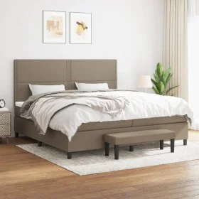 Box spring bed with gray taupe fabric mattress 200x200 cm by , Beds and slatted bases - Ref: Foro24-3136625, Price: 771,02 €,...