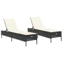 Sun loungers with cushions 2 units synthetic black rattan by , Loungers - Ref: Foro24-3261587, Price: 284,97 €, Discount: %