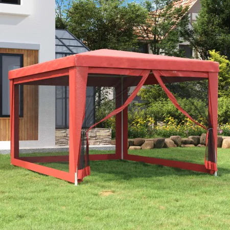 Party tent with 4 red HDPE mesh walls 3x4 m by , Tents and gazebos - Ref: Foro24-319235, Price: 97,22 €, Discount: %