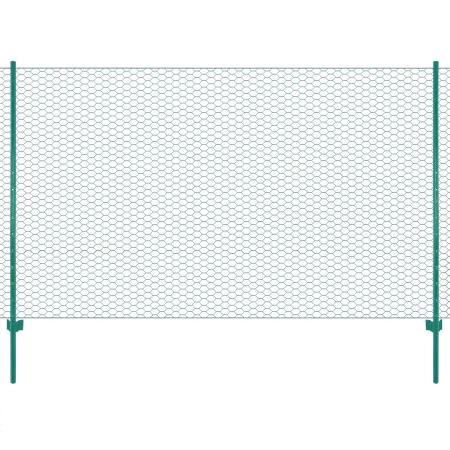 Wire mesh fence with green 25x1.5m steel posts by , fence panels - Ref: Foro24-144611, Price: 216,29 €, Discount: %