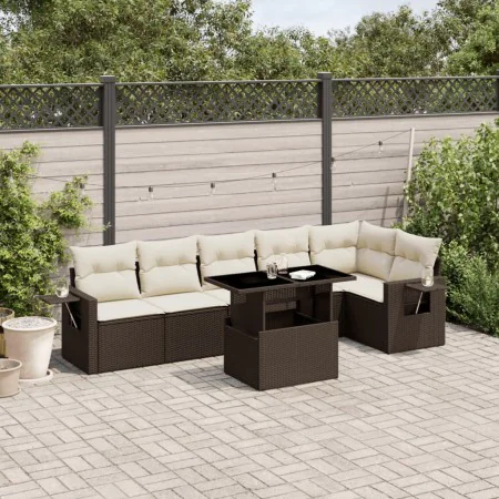 7-teiliges Gartensitzgruppen-Set mit braunen PE-Rattan-Kissen. von , Gartensets - Ref: Foro24-3267923, Preis: 544,09 €, Rabat...