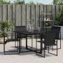 Garden chairs with cushions, 4 units, black steel and textilene. by , Garden chairs - Ref: Foro24-4008593, Price: 112,11 €, D...