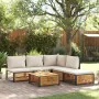 Garden sofa set with 6 pieces, solid acacia wood, and cushions. by , Garden sets - Ref: Foro24-3214929, Price: 681,76 €, Disc...