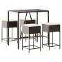 5-piece garden bar set with brown PE rattan cushions by , Garden sets - Ref: Foro24-3261464, Price: 288,10 €, Discount: %