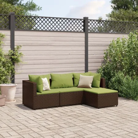 Gartenmöbel-Set, 4-teilig, mit braunen Kunststoff-Rattan-Kissen. von , Gartensets - Ref: Foro24-3308054, Preis: 259,75 €, Rab...