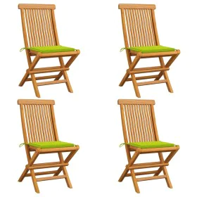 Garden chairs 4 units with bright green cushions teak wood by , Garden chairs - Ref: Foro24-3062579, Price: 272,60 €, Discoun...