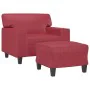 Sillón con taburete cuero sintético rojo tinto 60 cm de , Sofás - Ref: Foro24-3201162, Precio: 246,04 €, Descuento: %