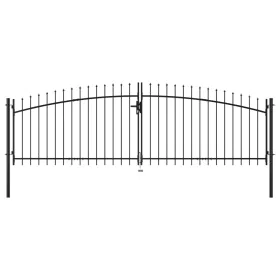 Double gate for fence with spear tips 400x175 cm by , garden gates - Ref: Foro24-145739, Price: 263,22 €, Discount: %